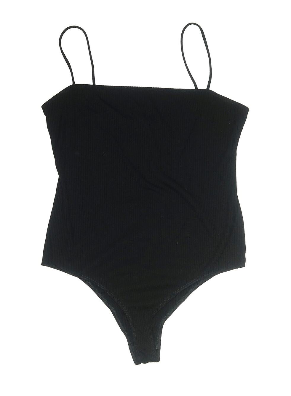 Reformation "Crystal" Black Ribbed Bodysuit Sz. XL